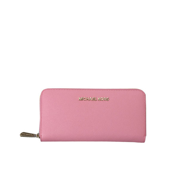 Michael Kors 防刮皮革長夾 多卡位皮夾 拉鏈錢包 粉色 Michael Kors 防刮皮革長夾 多卡位皮夾 拉鏈錢包 粉色