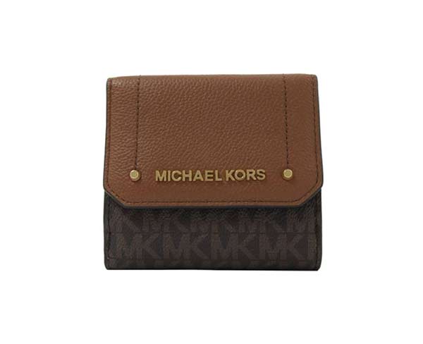 Michael Kors Hayes 牛皮拼接PVC三折式短夾