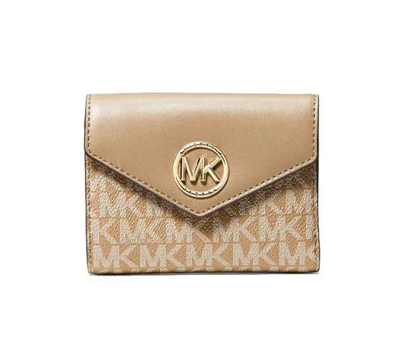 Michael Kors Carmen 短款老花滿印復古拼色錢包