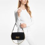 Michael Kors MK Parker 中號皮質單肩包 腋下包 黑色/棕色