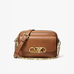 MICHAEL KORS MK Parker 中號皮質相機包 斜背包 黑色/棕色