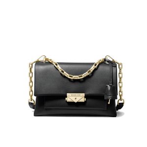 Michael Kors MK Cece 小號皮質鏈條單肩包 黑色/白色