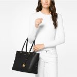 MICHAEL KORS Voyager 中號大容量皮革托特包 手提單肩包 黑色