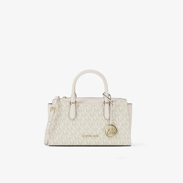 MICHAEL KORS Arden 小號經典Logo印花手提斜背包 香草白
