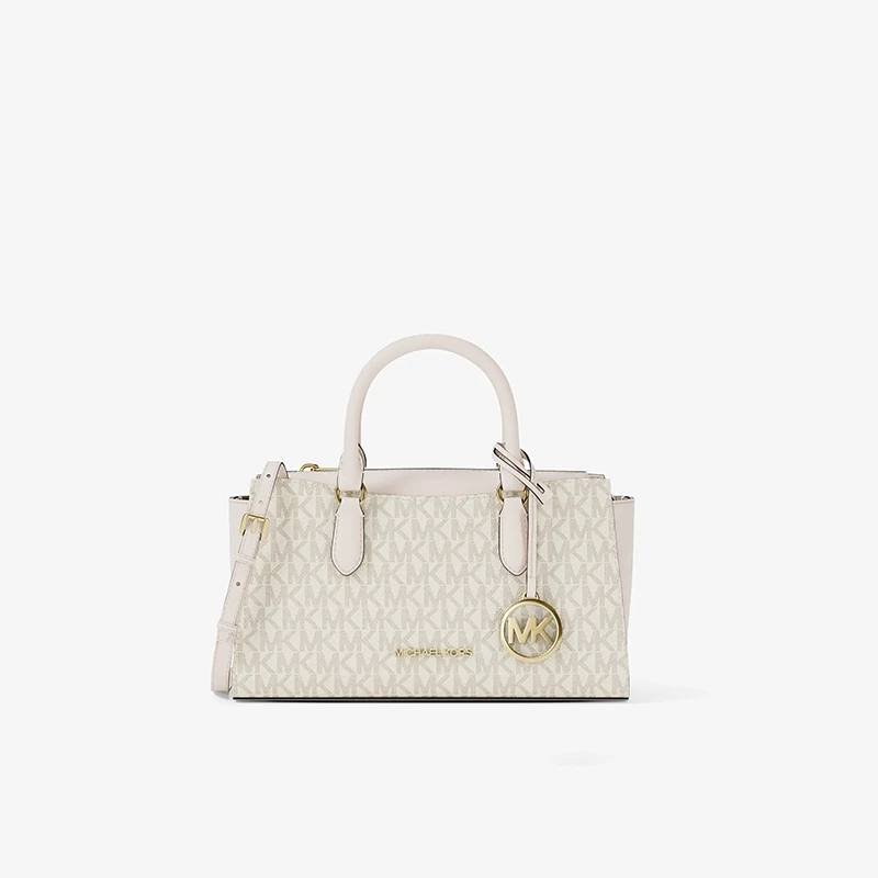 MICHAEL KORS Arden 小號經典Logo印花手提斜背包 香草白