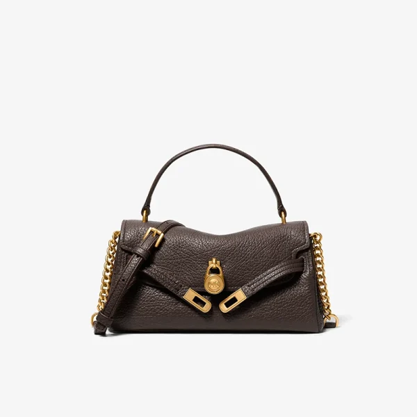 MICHAEL KORS Hamilton 小號皮質手提肩背包 巧克力色