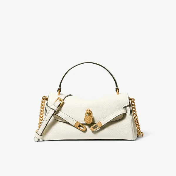 MICHAEL KORS Hamilton 小號皮質手提肩背包 白色