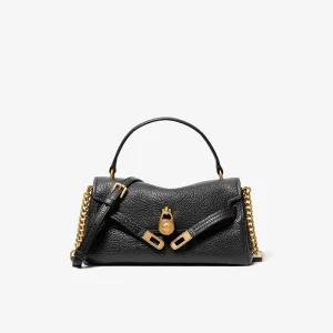 MICHAEL KORS Hamilton 小號皮質手提肩背包 黑色