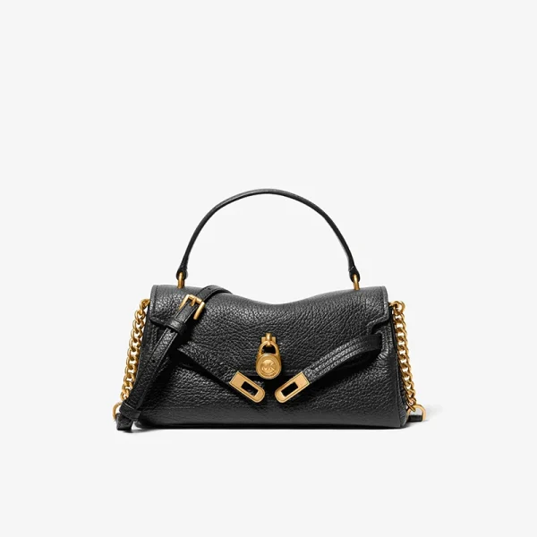 MICHAEL KORS Hamilton 小號皮質手提肩背包 黑色