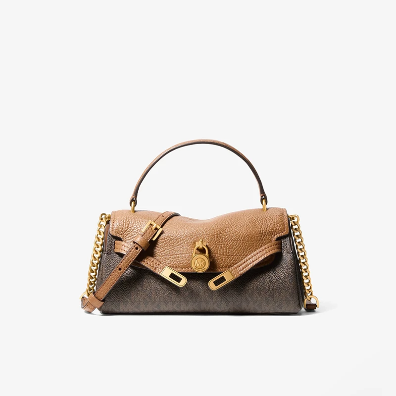 MICHAEL KORS Hamilton 小號經典Logo印花手提斜背包 咖啡棕色
