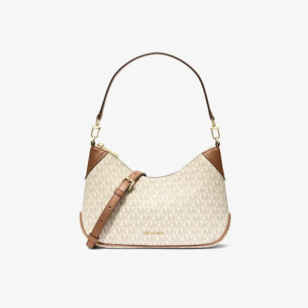 MICHAEL KORS Jet Set 中號經典Logo印花兩用斜背包 香草白