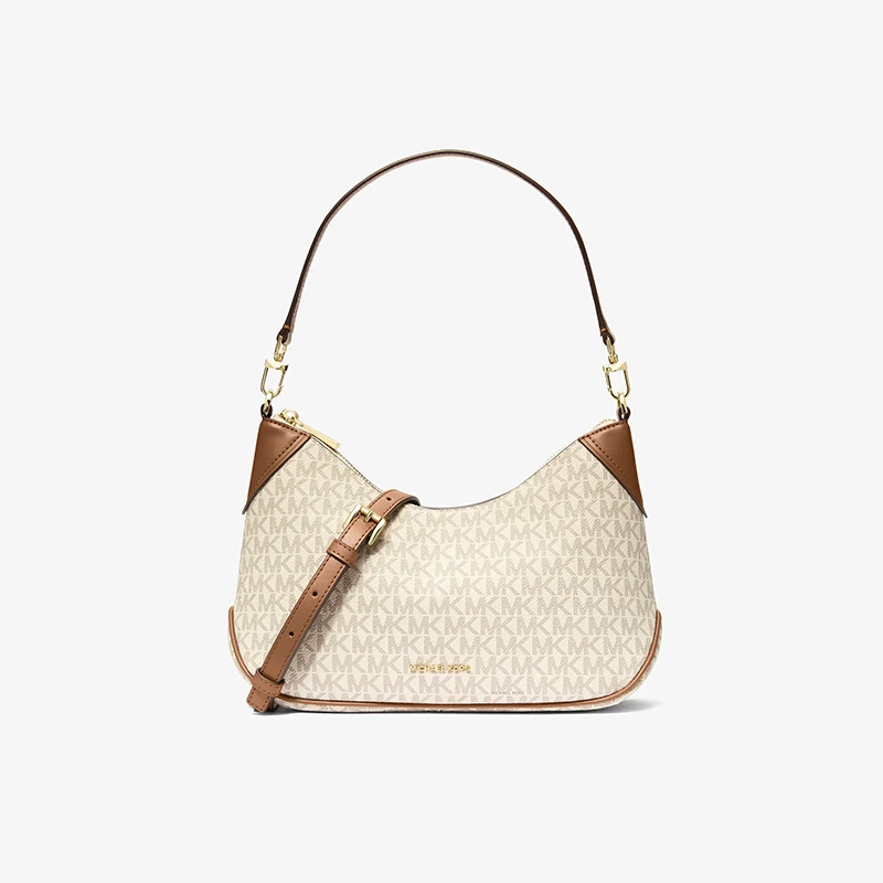 MICHAEL KORS Jet Set 中號經典Logo印花兩用斜背包 香草白