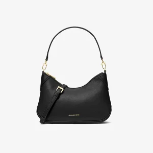 MICHAEL KORS Jet Set 中號荔枝紋皮革單肩斜背包 黑色