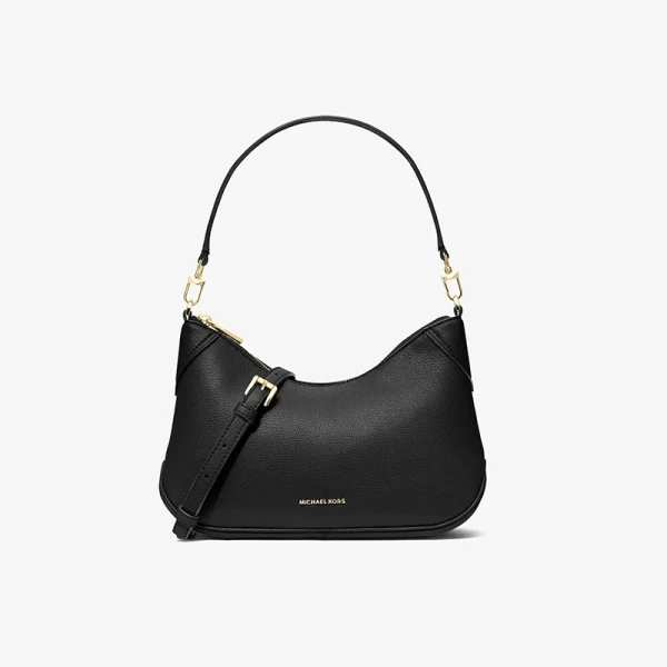 MICHAEL KORS Jet Set 中號荔枝紋皮革單肩斜背包 MICHAEL KORS Jet Set 中號荔枝紋皮革單肩斜背包 黑色