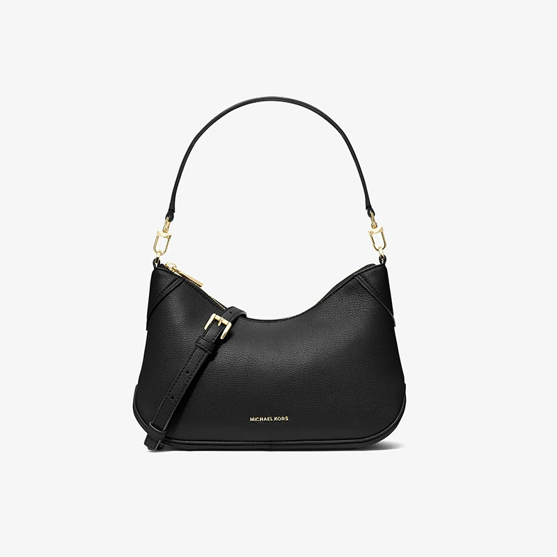 MICHAEL KORS Jet Set 中號荔枝紋皮革單肩斜背包 黑色